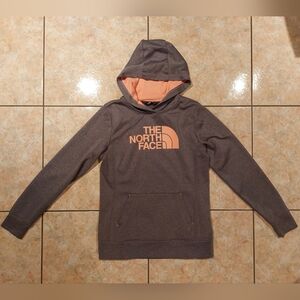 The North Face Charcoal Hoodie with Peach Logo
